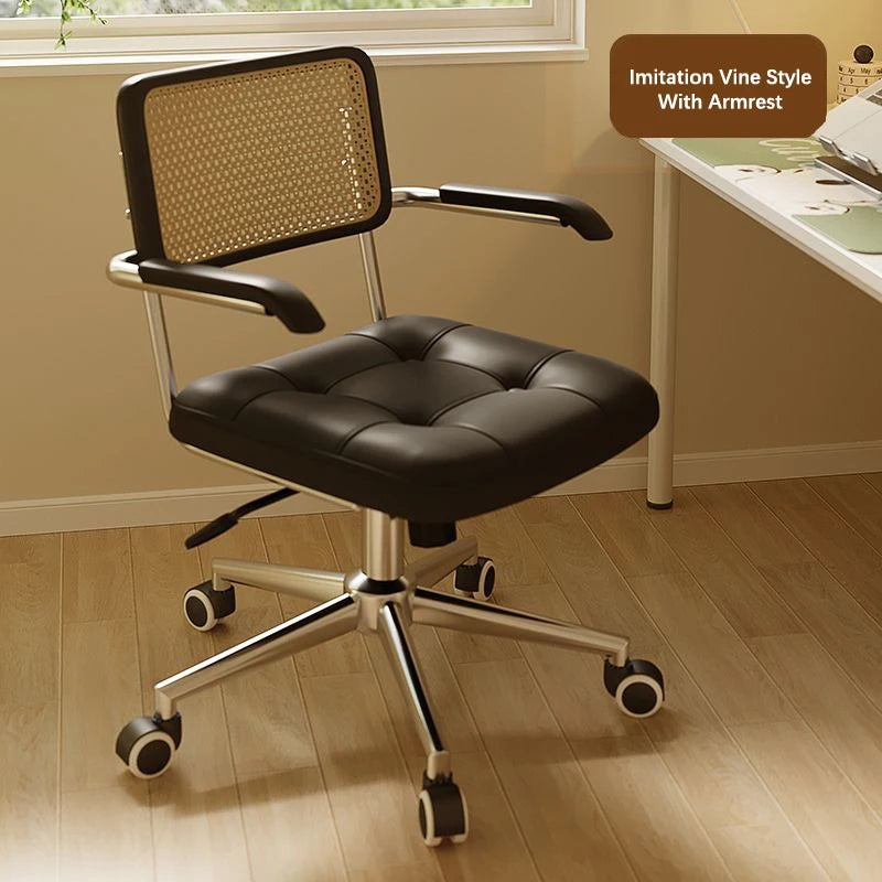 Office Chair Retro Computer Chair Simple Study Desk Armchair Swivel Backrest Lift Chair Leather