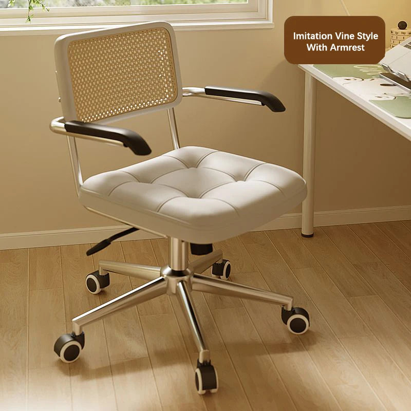 Office Chair Retro Computer Chair Simple Study Desk Armchair Swivel Backrest Lift Chair Leather