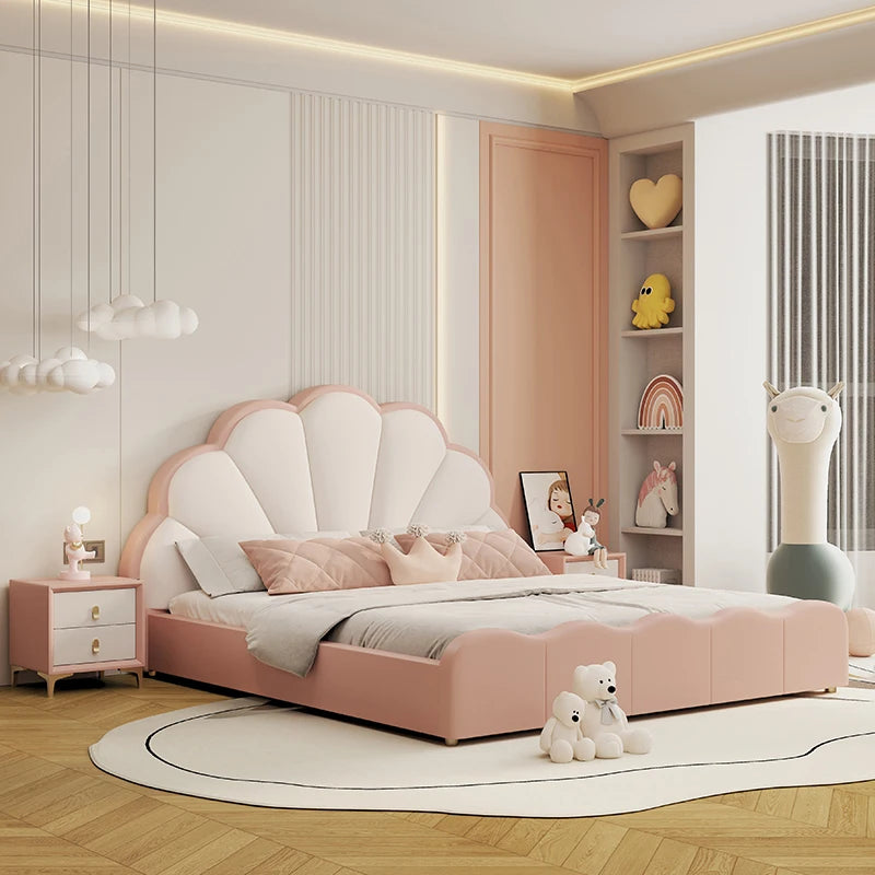 Full Size Frame Kids Beds Headboard King Size Girls Princess Children Beds Bedroom Modern Style