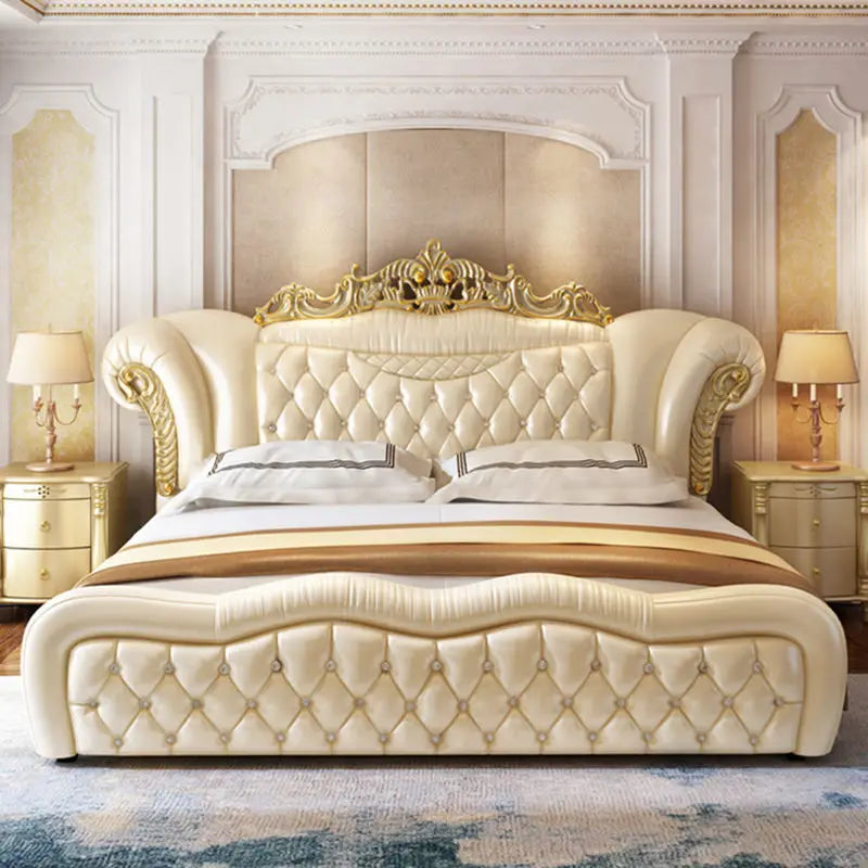 Quality Luxury European Bed Frame Aesthetics Full Princess Master Bedroom Bed Confortable