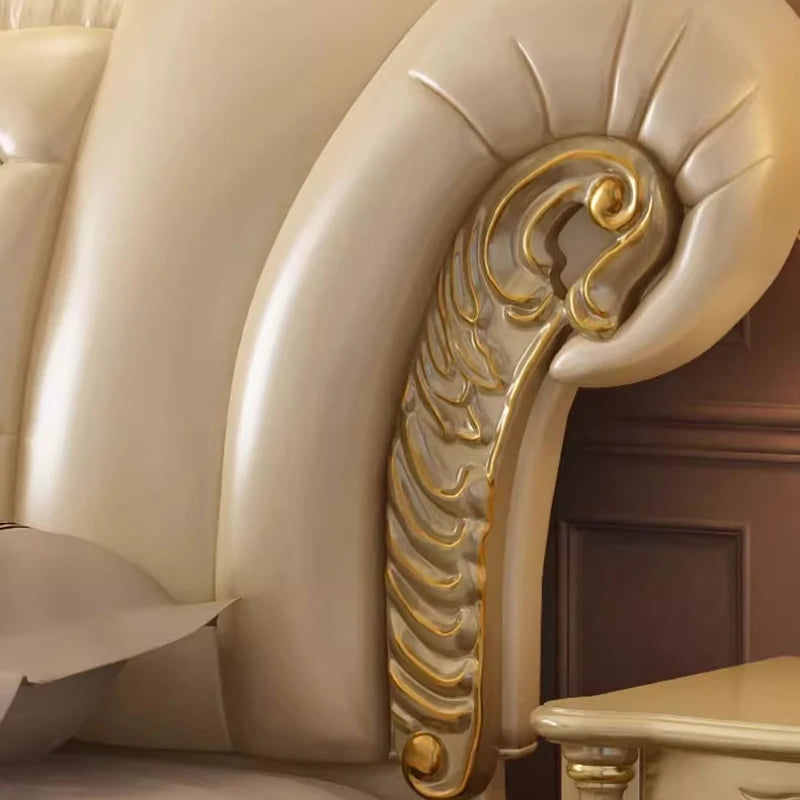 Quality Luxury European Bed Frame Aesthetics Full Princess Master Bedroom Bed Confortable