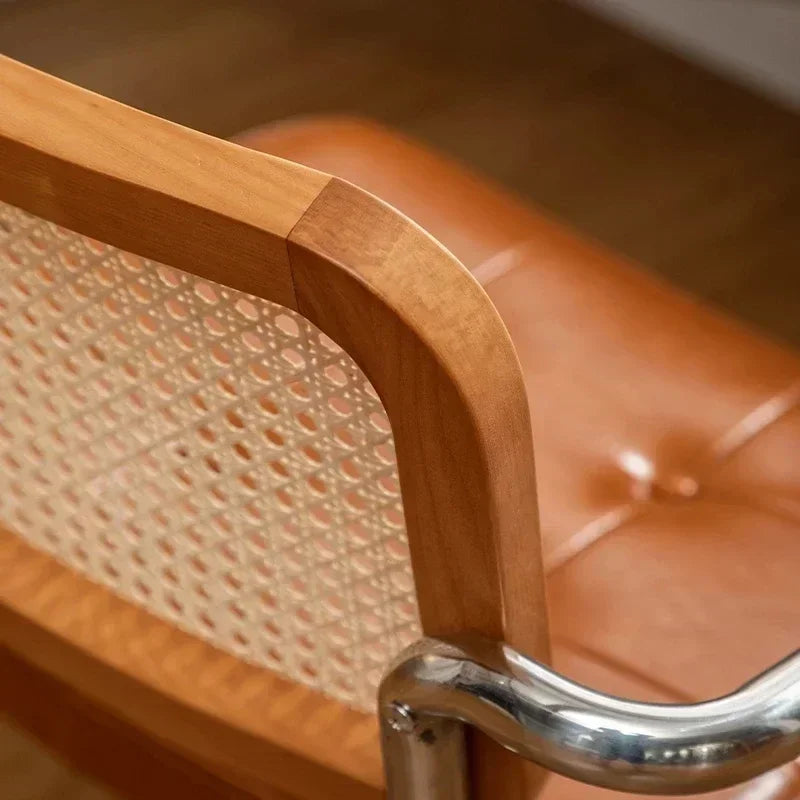 New Japanese Rattan Computer Chair Retro Rotating Chair Comfortable Study Desk Breathable