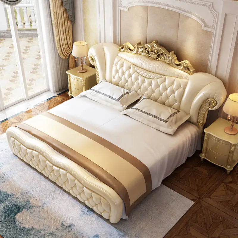 Quality Luxury European Bed Frame Aesthetics Full Princess Master Bedroom Bed Confortable