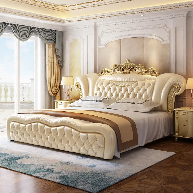 Quality Luxury European Bed Frame Aesthetics Full Princess Master Bedroom Bed Confortable