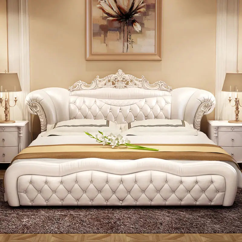 Quality Luxury European Bed Frame Aesthetics Full Princess Master Bedroom Bed Confortable