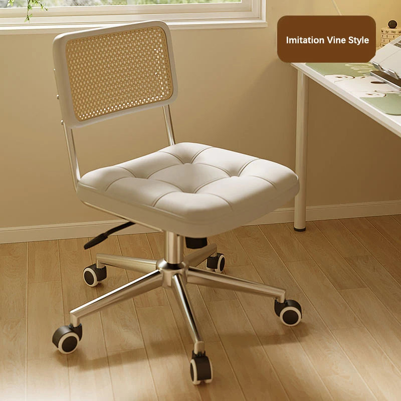 Office Chair Retro Computer Chair Simple Study Desk Armchair Swivel Backrest Lift Chair Leather