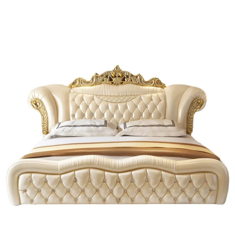 Quality Luxury European Bed Frame Aesthetics Full Princess Master Bedroom Bed Confortable