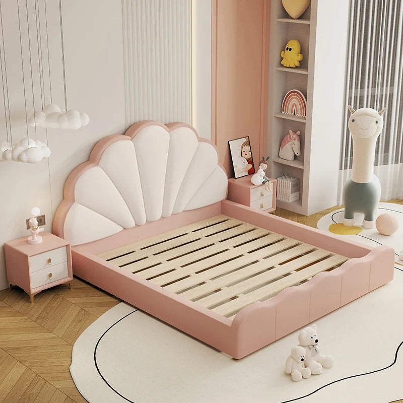 Full Size Frame Kids Beds Headboard King Size Girls Princess Children Beds Bedroom Modern Style